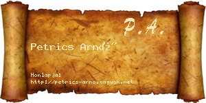 Petrics Arnó névjegykártya